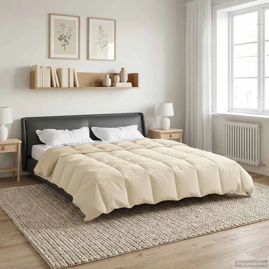 Duvet d'hiver Matelassé Crème 220 x 260 cm Microfibre - 4