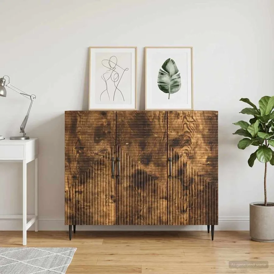 Buffet Chêne fumé 89 x 34,5 x 80 cm Bois d'ingénierie - 4