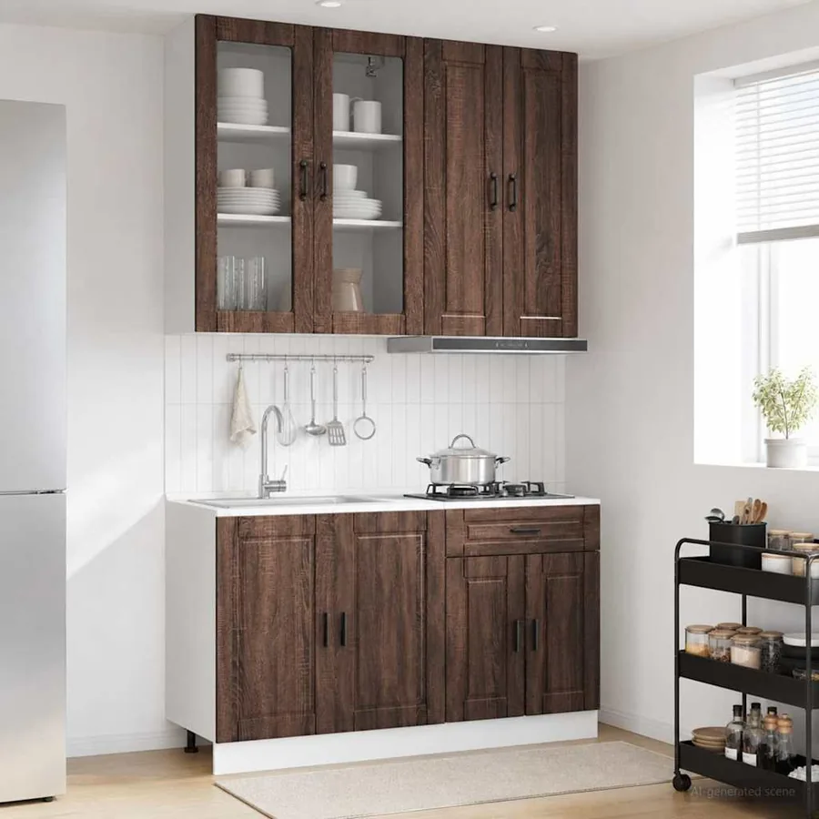 Unité de cuisine PORTO 4 pcs Chêne brun Bois d'ingénierie