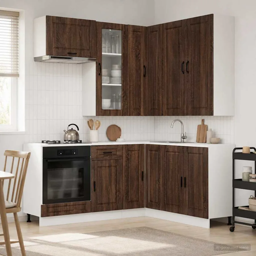 Unité de cuisine PORTO 8 pcs Chêne brun Bois d'ingénierie