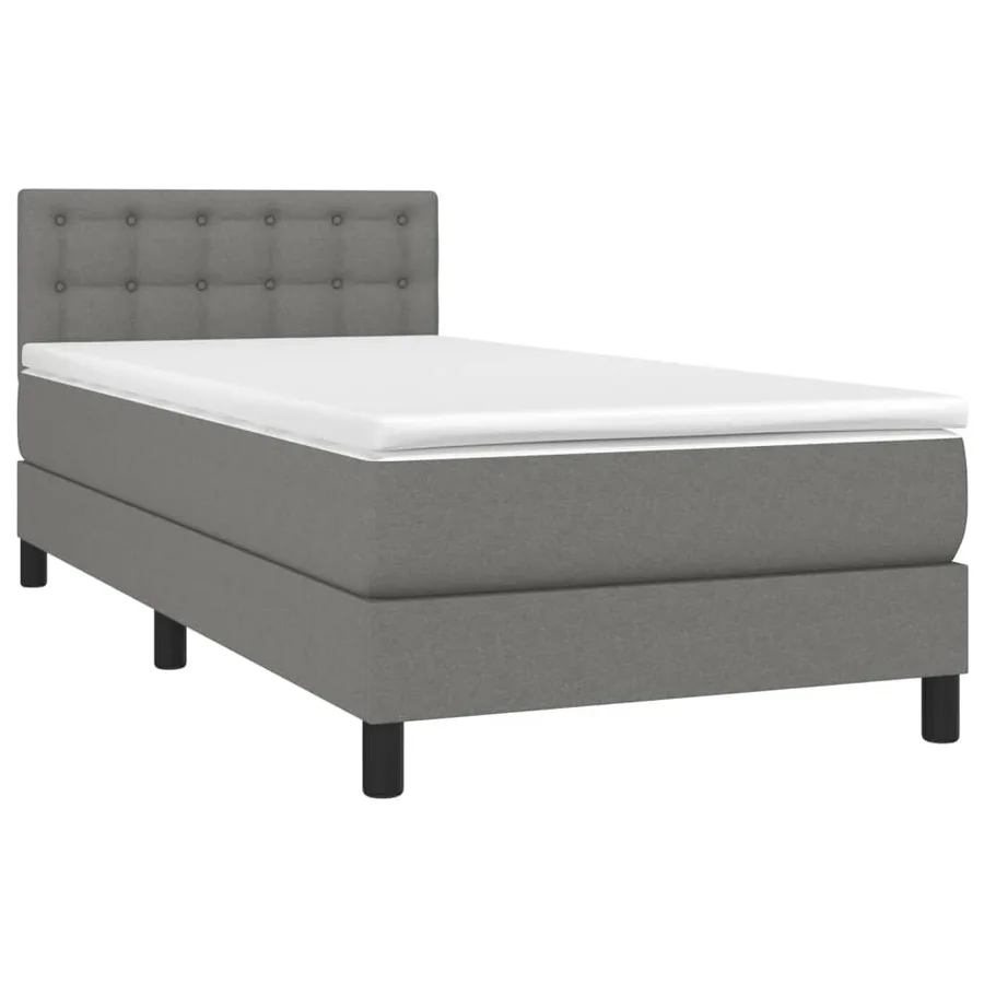 Sommier à lattes de lit et matelas Gris foncé 90x190 cm Tissu - 3