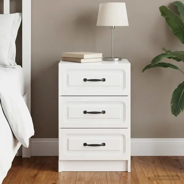 Cabinet de chevet avec tiroir Blanc brillant 43 x 41 x 63,5 cm