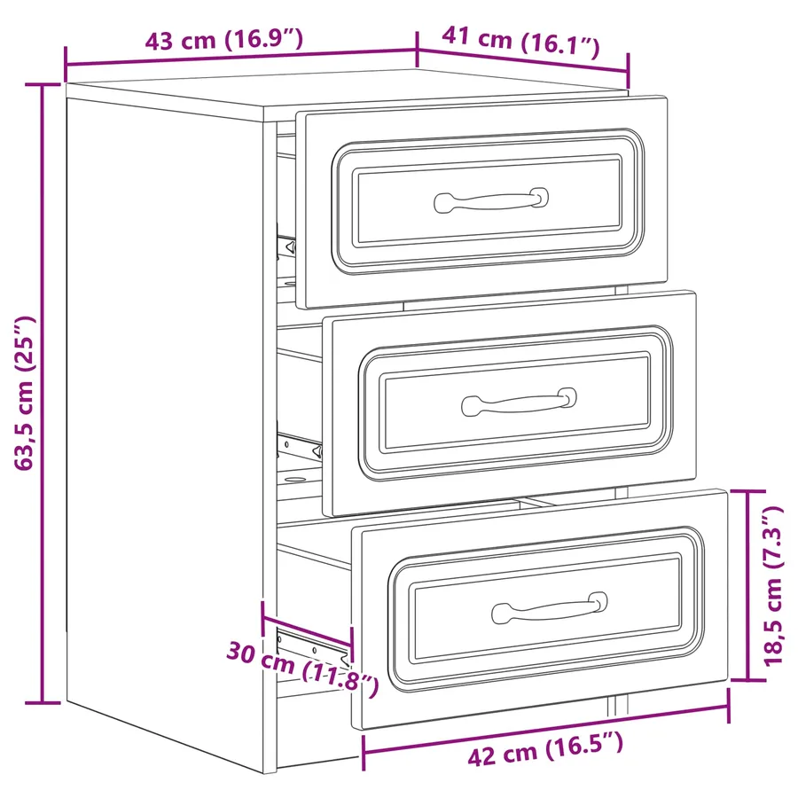 Cabinet de chevet avec tiroir Blanc brillant 43 x 41 x 63,5 cm - 11