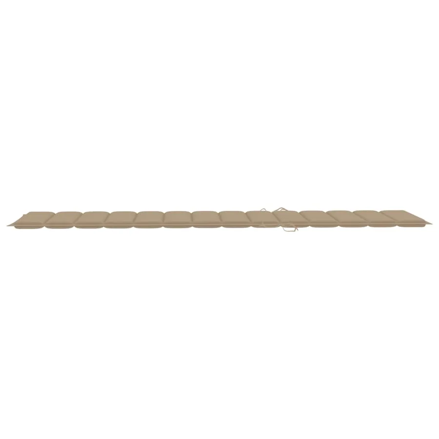 Chaises longues lot de 2 avec coussin beige Bois de teck solide - 12