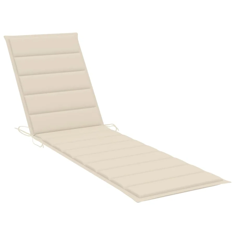 Chaises longues lot de 2 avec coussin beige Bois de teck solide - 120