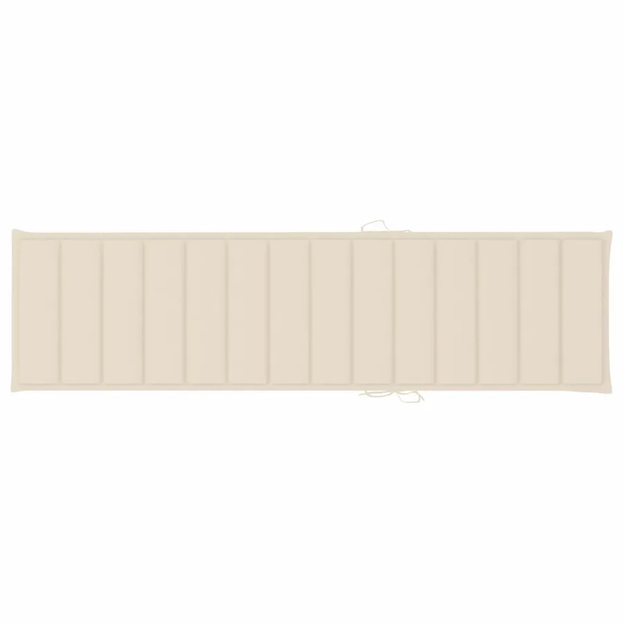 Chaises longues lot de 2 avec coussin beige Bois de teck solide - 128