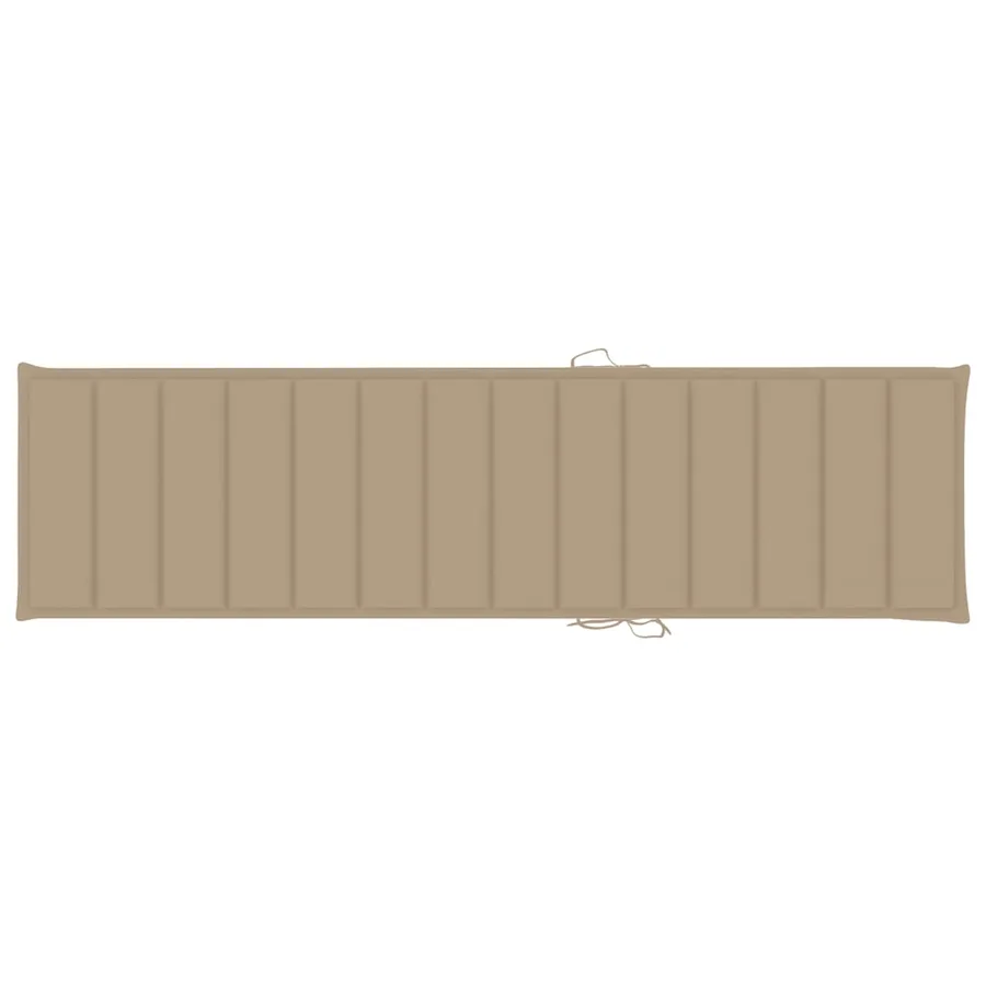 Chaises longues lot de 2 avec coussin beige Bois de teck solide - 13