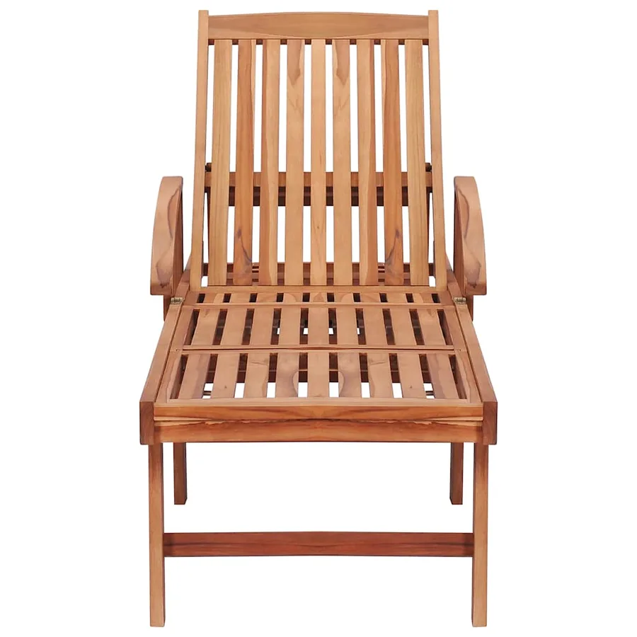 Chaises longues lot de 2 avec coussin beige Bois de teck solide - 45