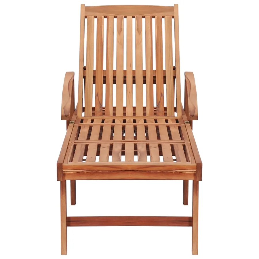 Chaises longues lot de 2 avec coussin beige Bois de teck solide - 61