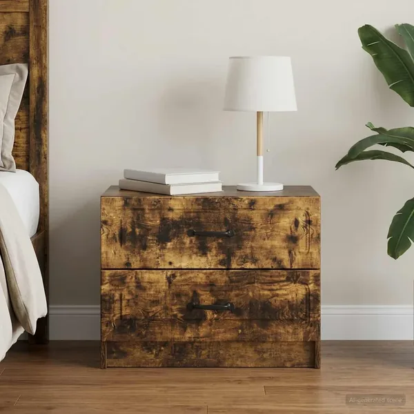 Cabinet de chevet avec tiroir Chêne fumé 62 x 34,5 x 44,5 cm