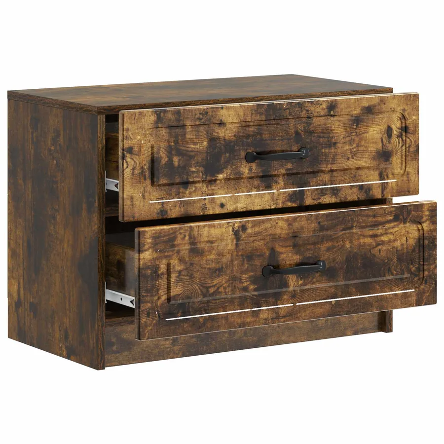 Cabinet de chevet avec tiroir Chêne fumé 62 x 34,5 x 44,5 cm - 4