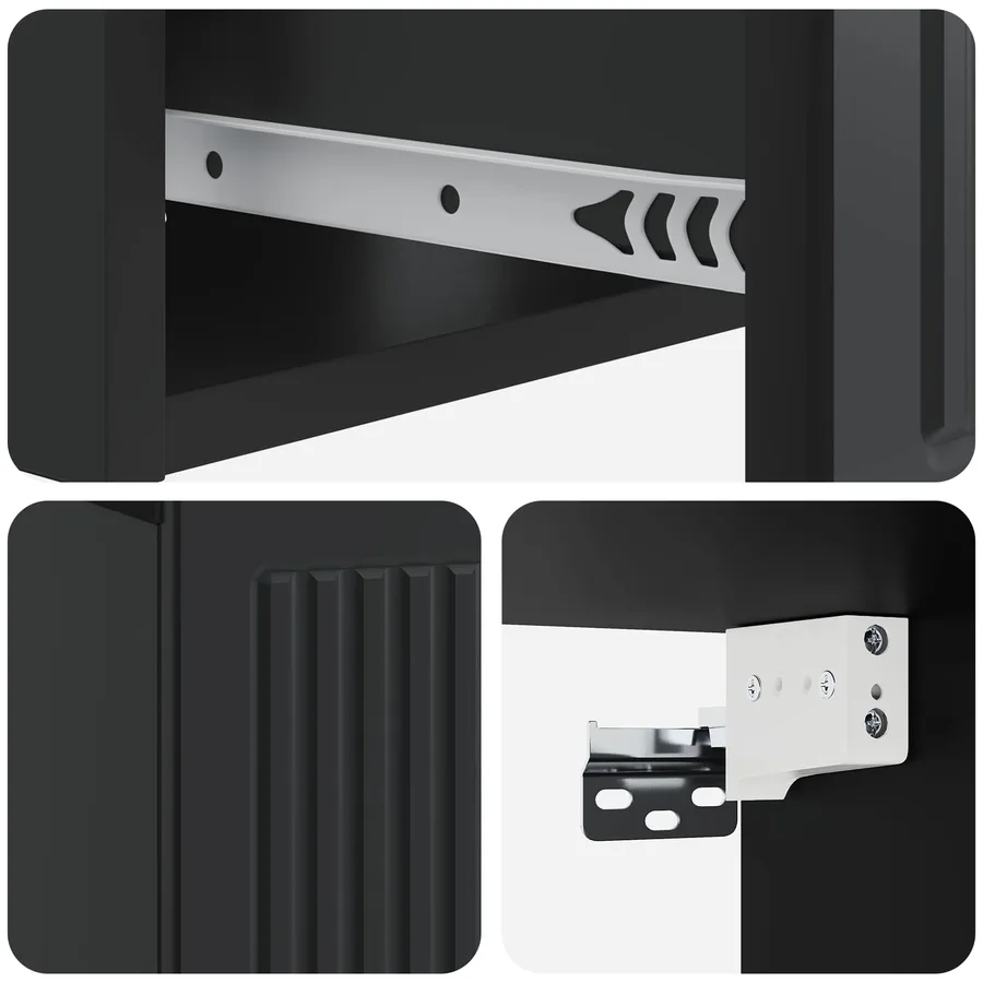 Cabinet de chevet avec tiroir 2 pcs Noir 49 x 34,5 x 20 cm - 8