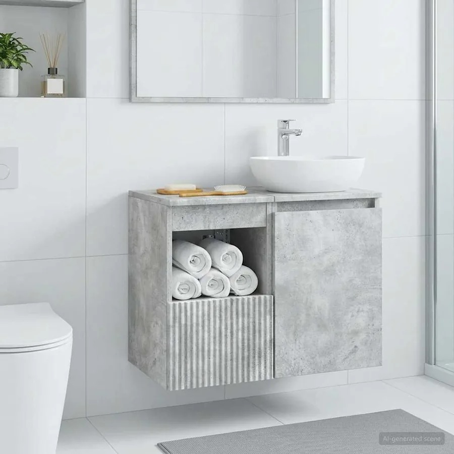 Armoire de salle de bain Gris béton 30 x 35 x 50 cm