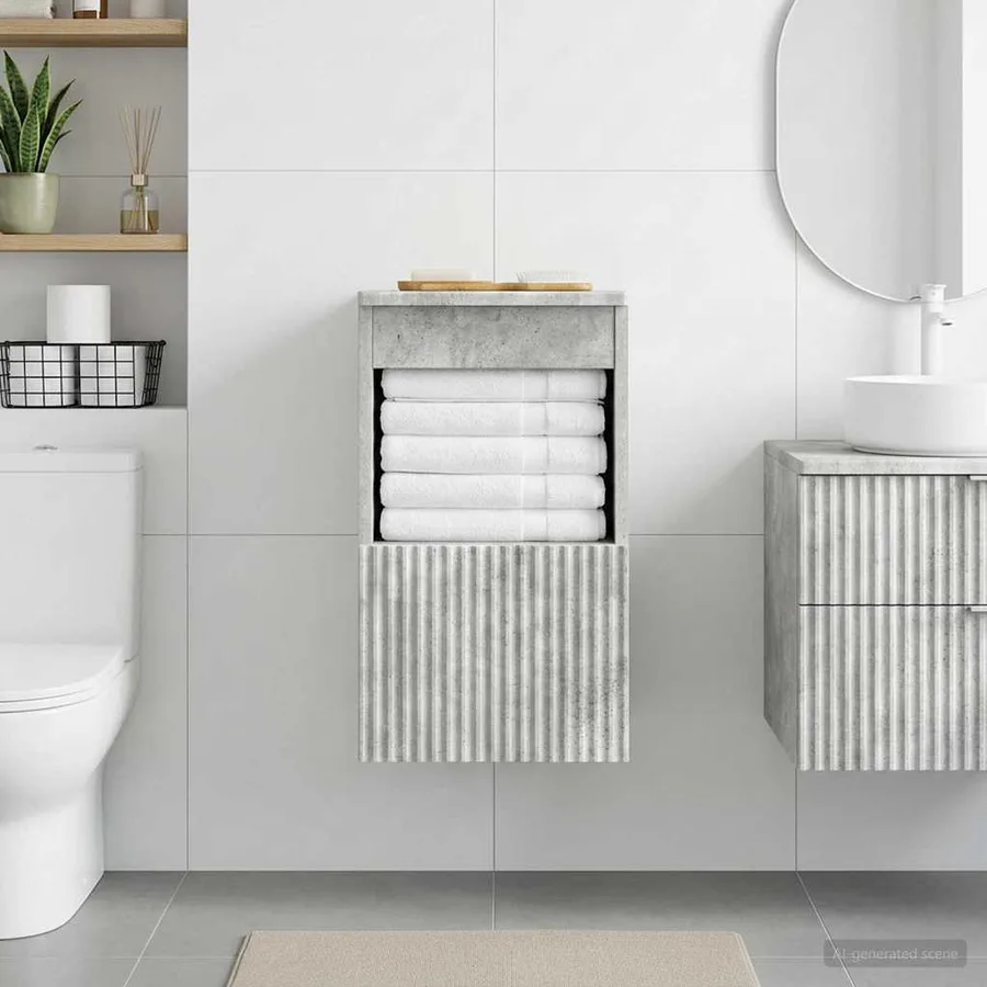 Armoire de salle de bain Gris béton 30 x 35 x 50 cm - 4