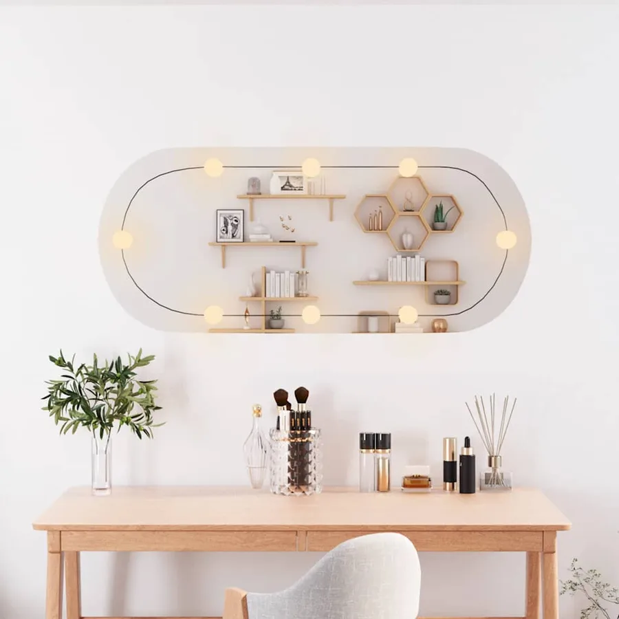 Miroir mural avec lumières LED 40x90 cm verre ovale - 3
