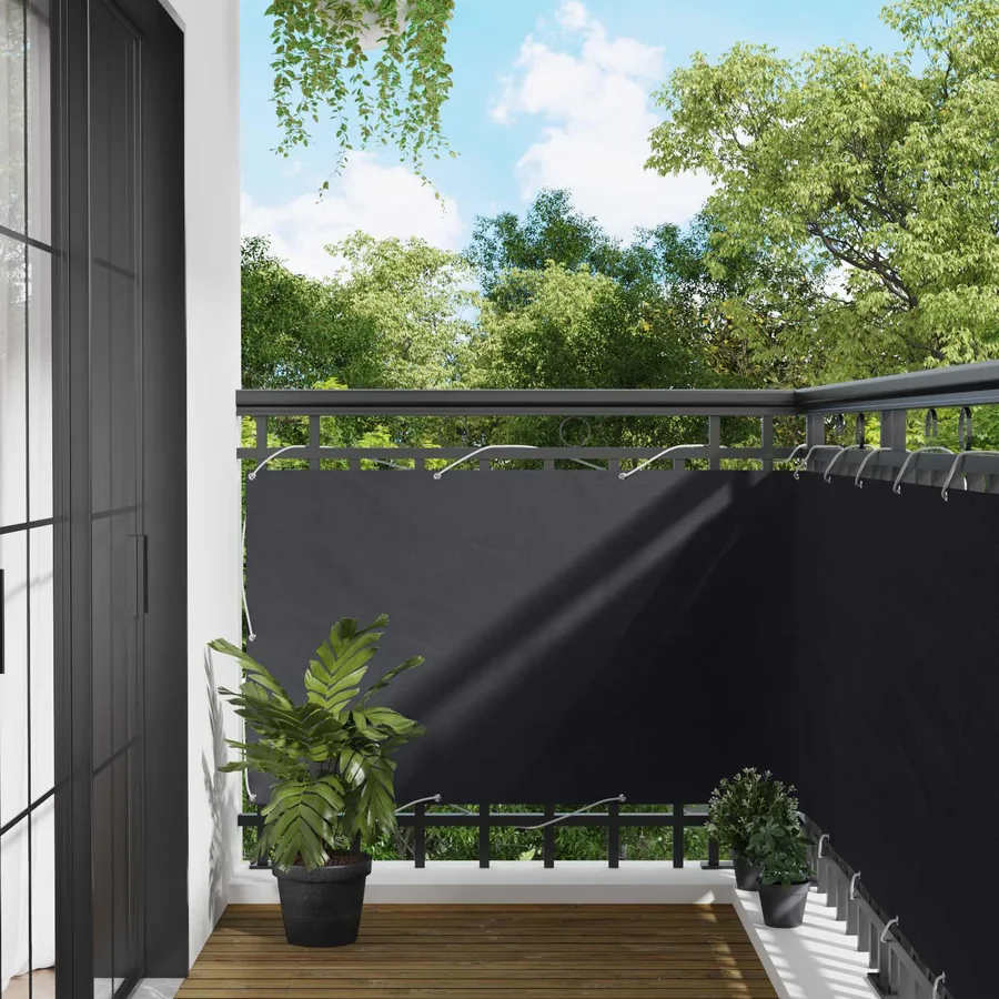 Écran de balcon Noir 100 x 400 cm Tissu Oxford