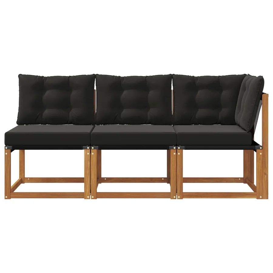 Canapé d’extérieur milieu et coin avec coussin 3 Pièce Naturel - 5