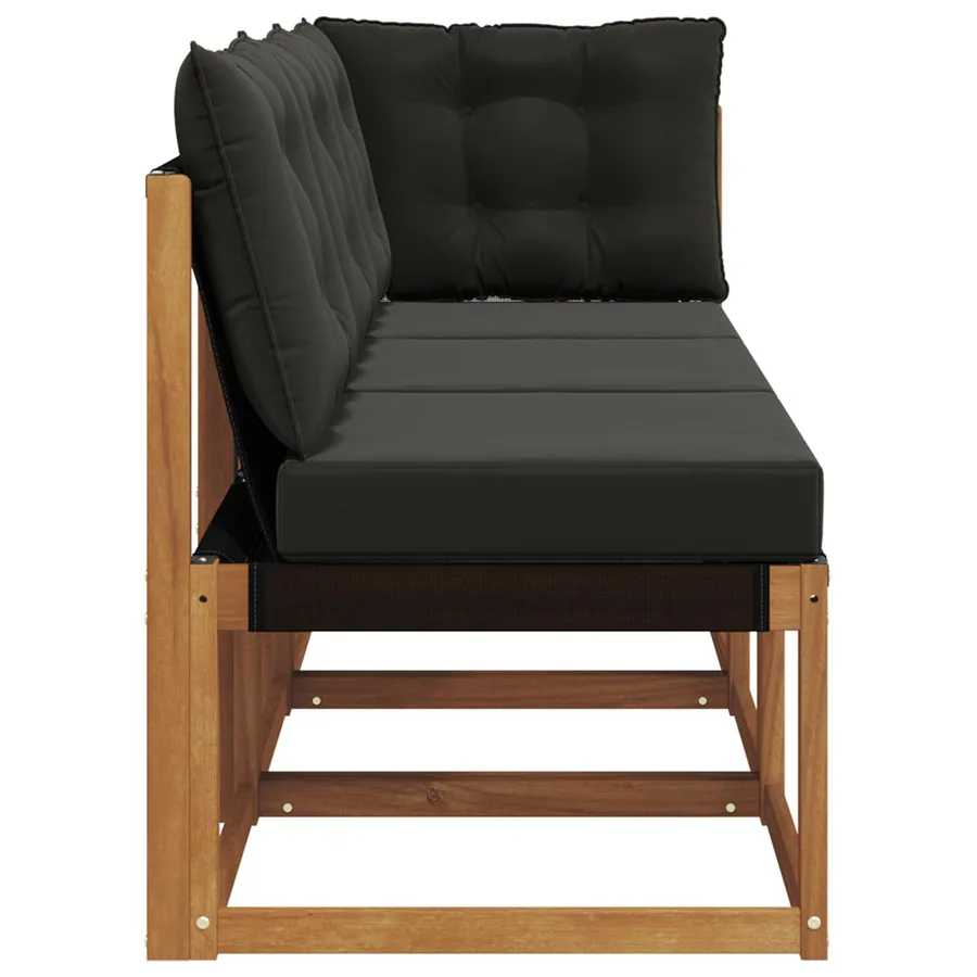 Canapé d’extérieur milieu et coin avec coussin 3 Pièce Naturel - 6