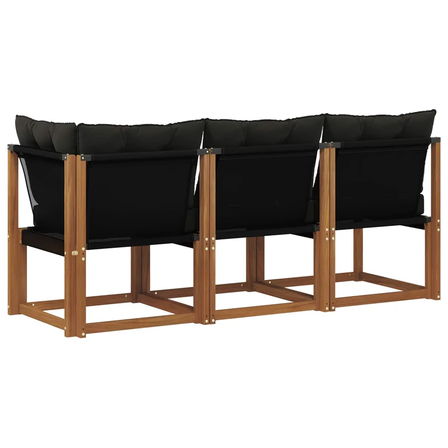 Canapé d’extérieur milieu et coin avec coussin 3 Pièce Naturel - 7