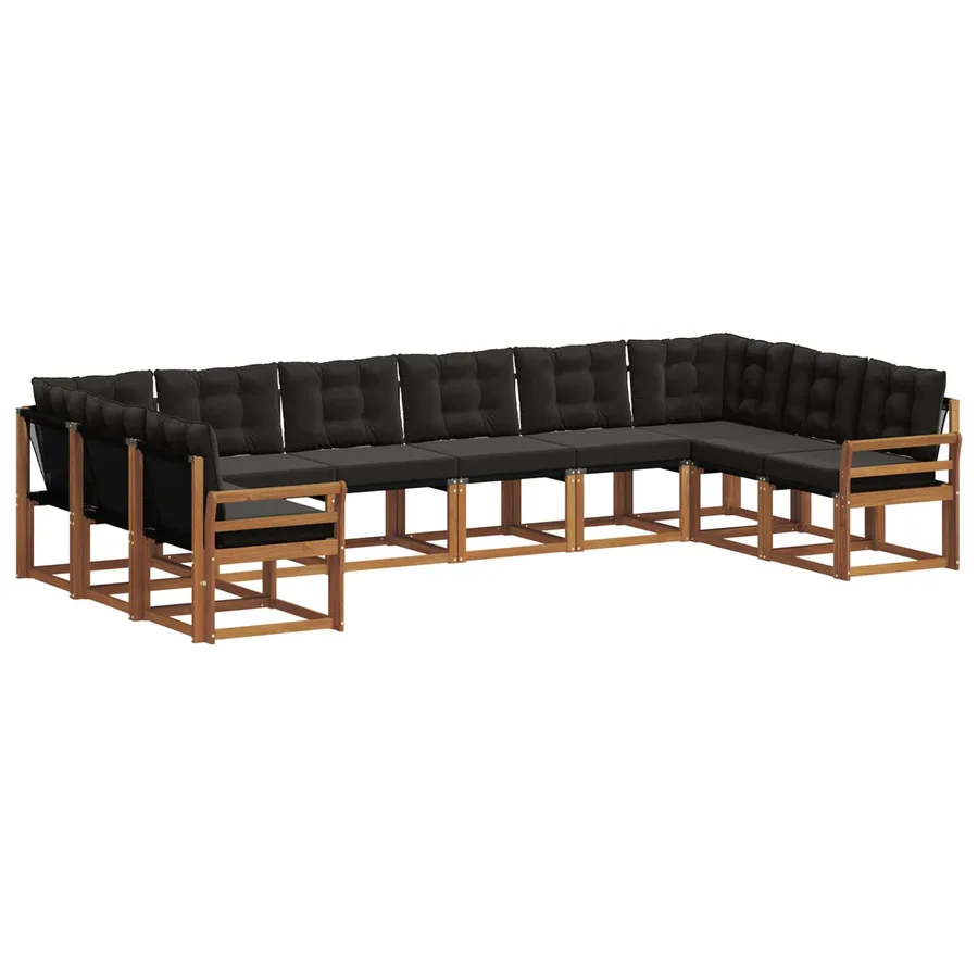 Ensemble de canapés d'extérieur 10 pcs Naturel et Noir - 2