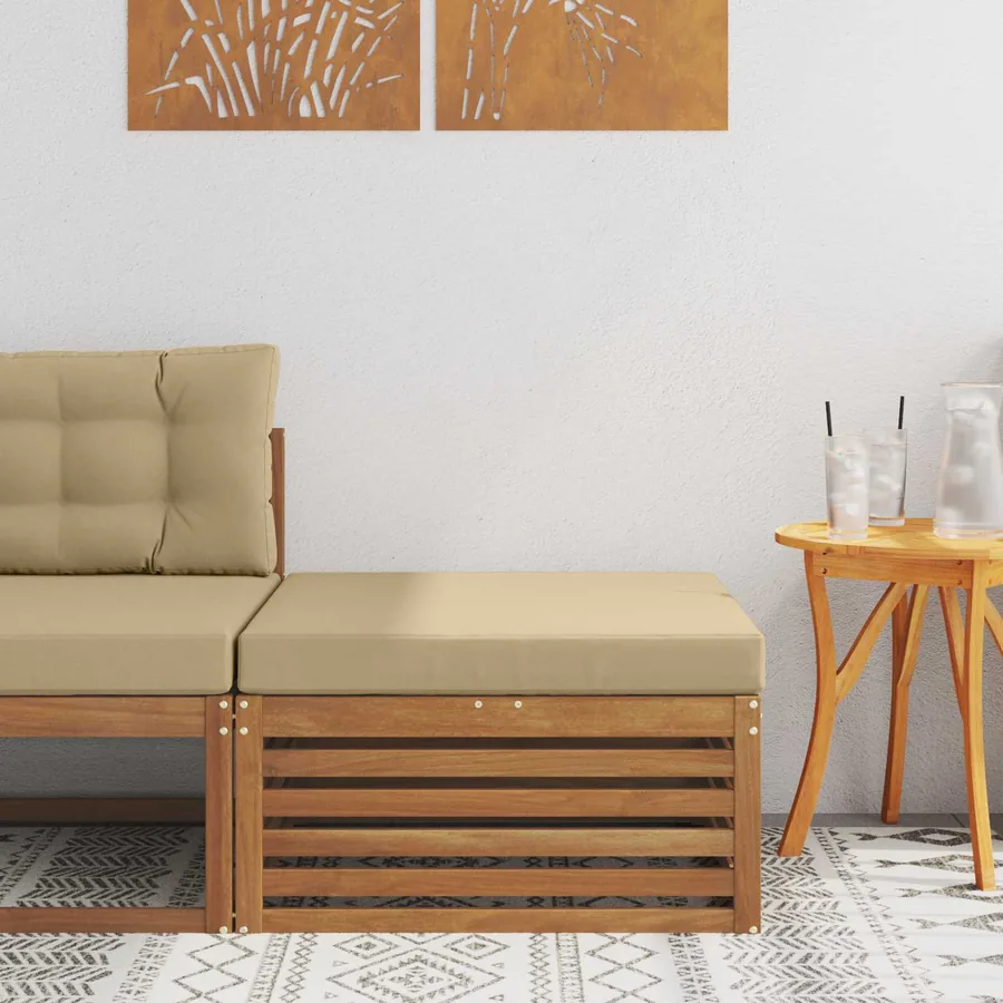 Pouf d'Extérieur Bois d'Acacia Massif Naturel