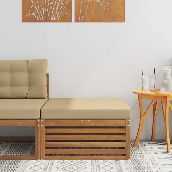 Pouf d'Extérieur Bois d'Acacia Massif Naturel