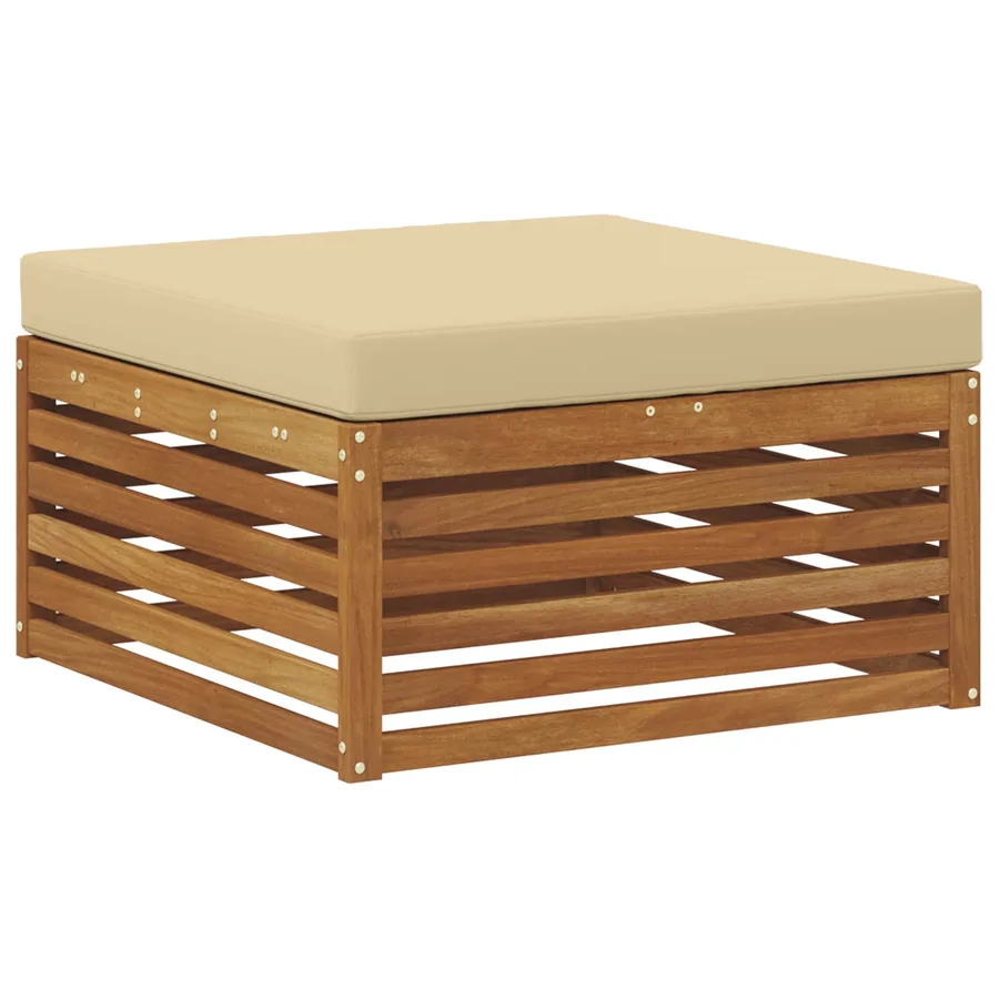 Pouf d'Extérieur Bois d'Acacia Massif Naturel - 2