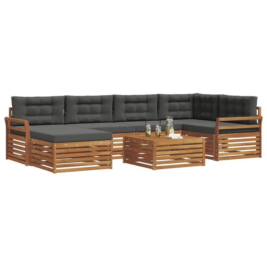 Ensemble de canapés d'extérieur 7 pcs Naturel et Anthracite - 3