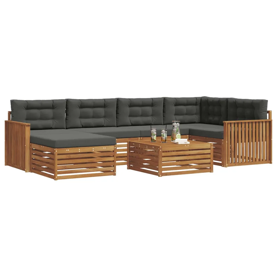 Ensemble de canapés d'extérieur 7 pcs Naturel et Anthracite - 3