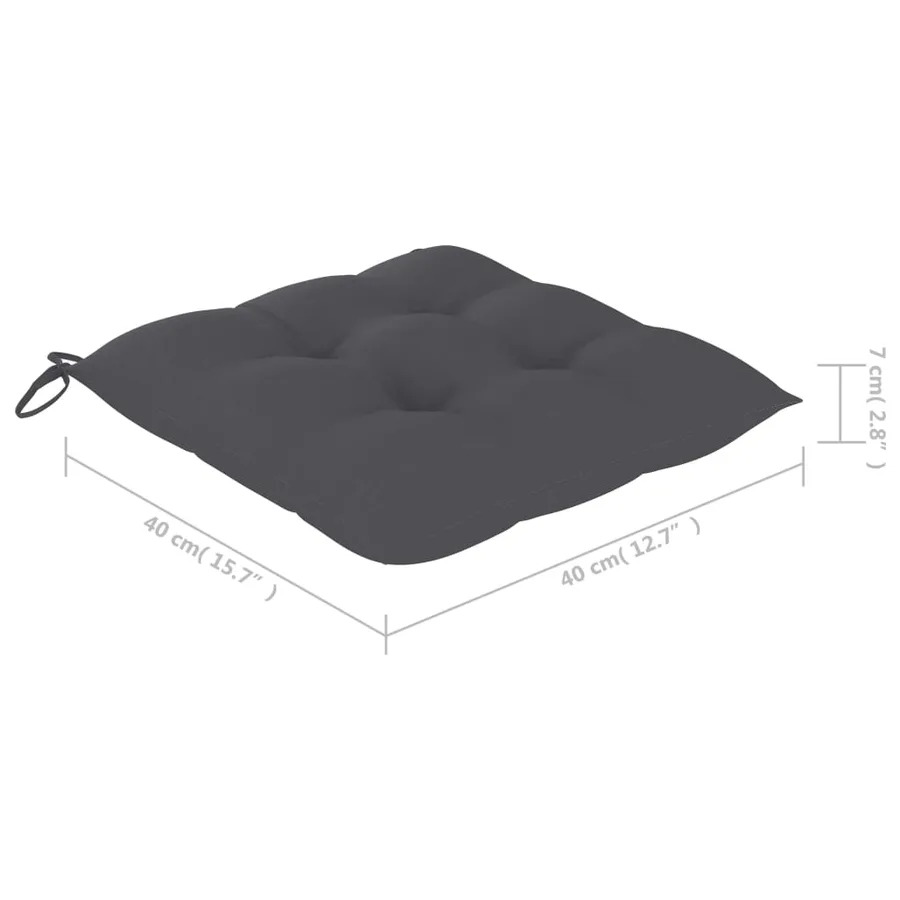 Chaises de jardin avec coussins anthracite lot de 8 Teck massif - 15