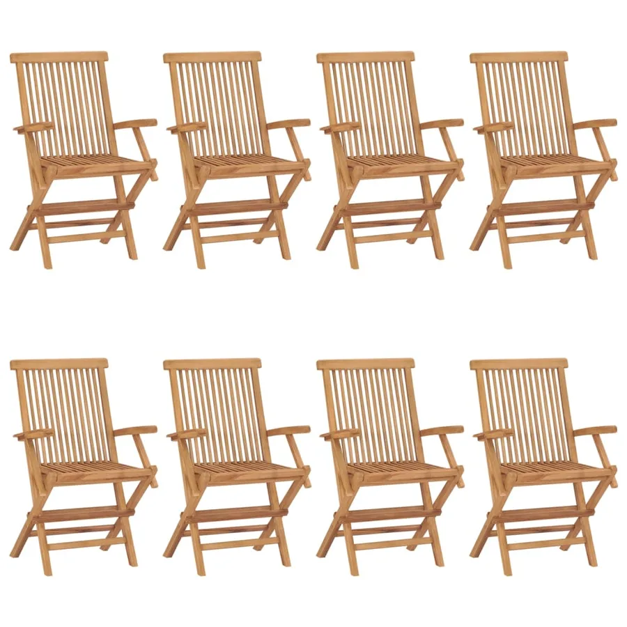 Chaises de jardin avec coussins anthracite lot de 8 Teck massif - 2