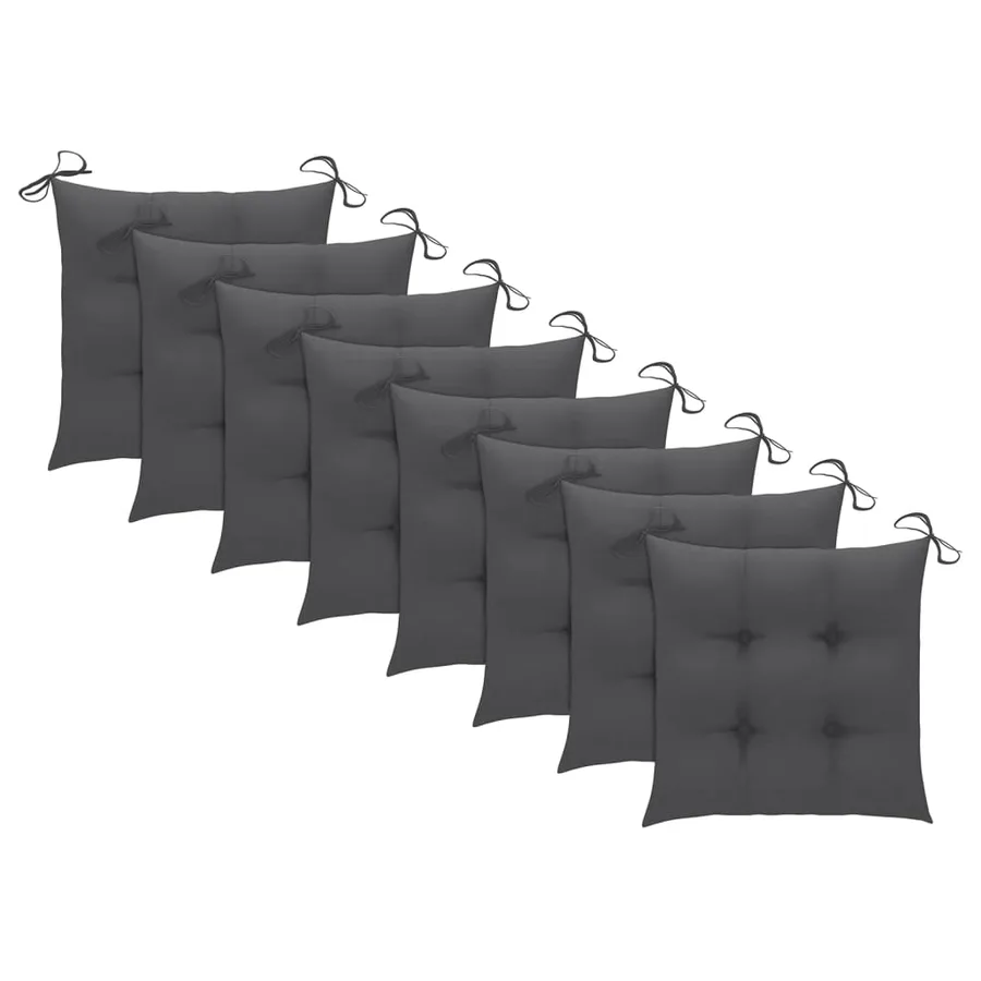 Chaises de jardin avec coussins anthracite lot de 8 Teck massif - 9