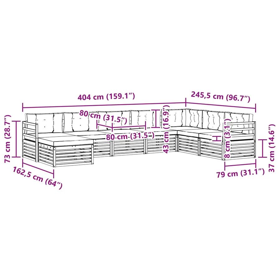 Ensemble de canapés d'extérieur 8 pcs Naturel et Anthracite - 9