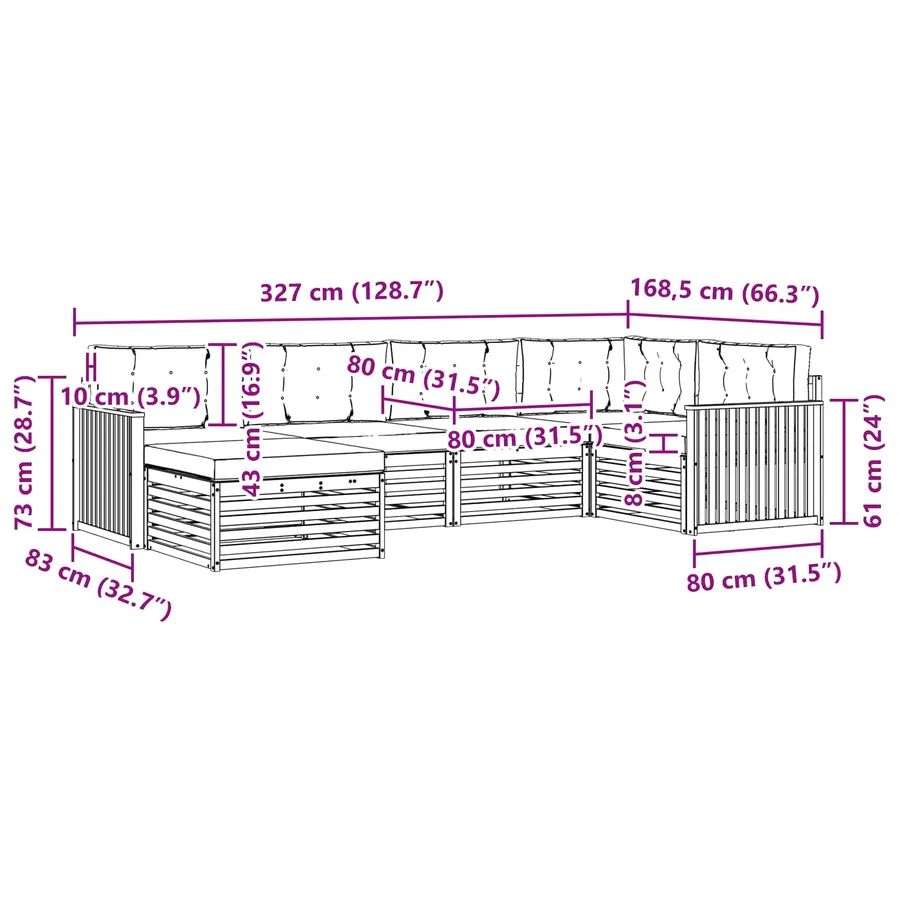 Ensemble de canapés d'extérieur 6 pcs Naturel et Anthracite - 9