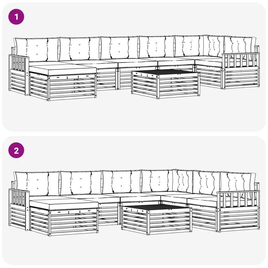 Ensemble de canapés d'extérieur 8 pcs Naturel et Anthracite - 9