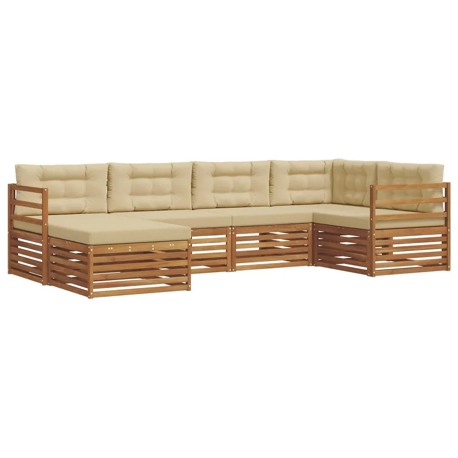 Ensemble de canapés d'extérieur 6 pcs Naturel et Beige - 2