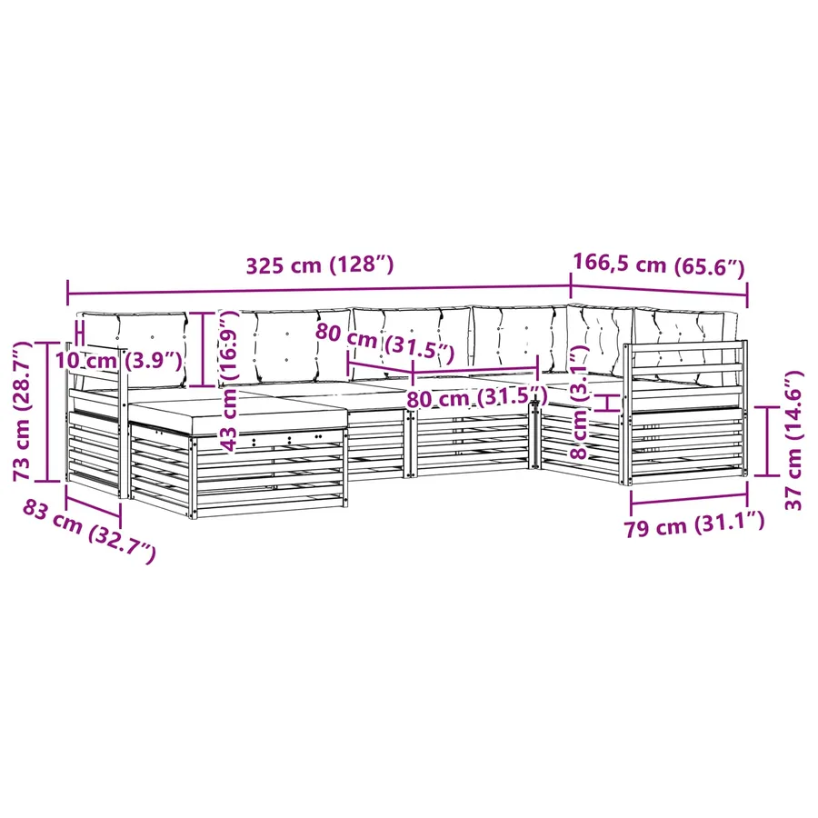 Ensemble de canapés d'extérieur 6 pcs Naturel et Beige - 9