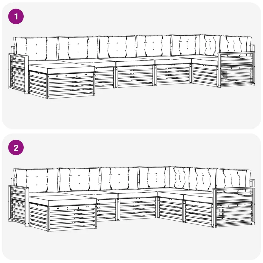 Ensemble de canapés d'extérieur 7 pcs Naturel et Beige - 7