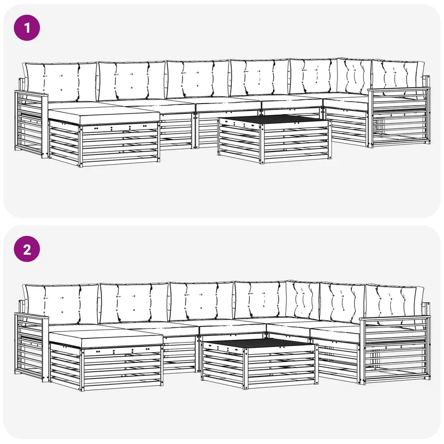 Ensemble de canapés d'extérieur 8 pcs Naturel et Beige - 9