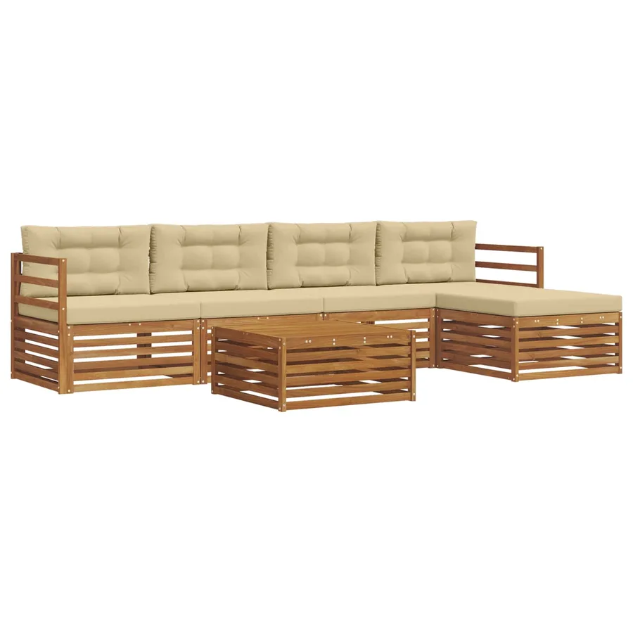 Ensemble de canapés d'extérieur 6 pcs Naturel et Beige - 2