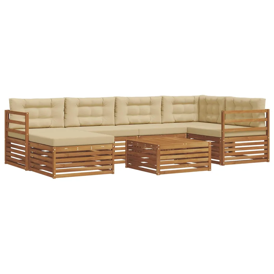 Ensemble de canapés d'extérieur 7 pcs Naturel et Beige - 2