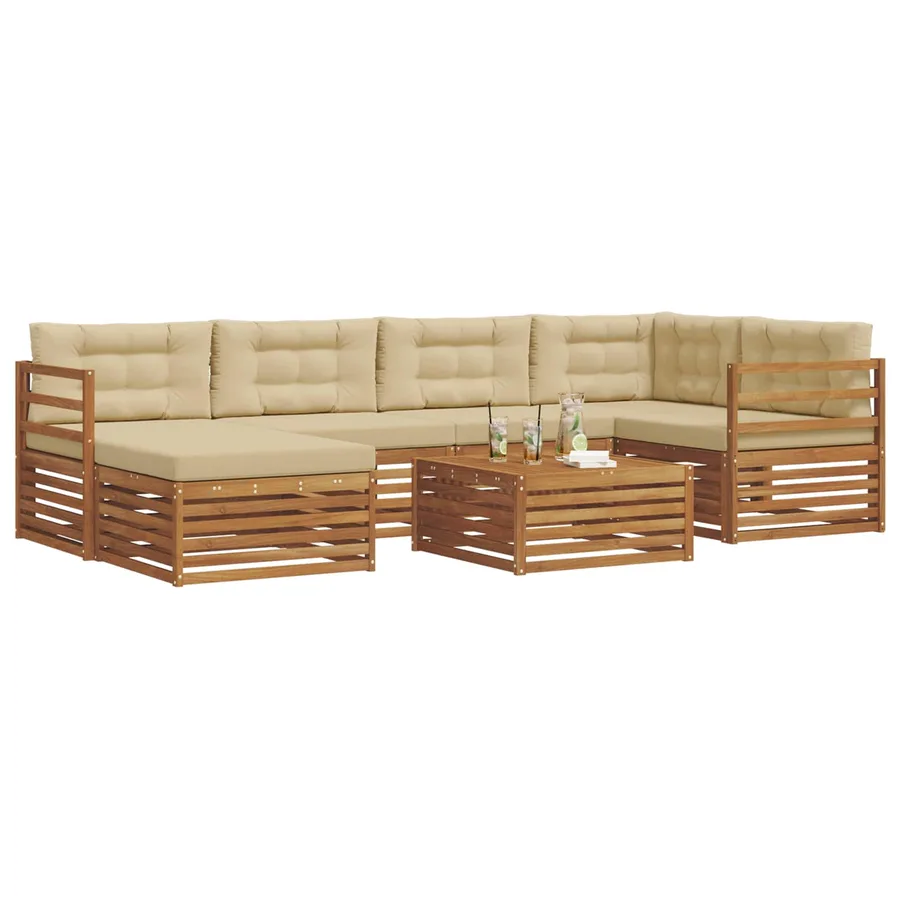 Ensemble de canapés d'extérieur 7 pcs Naturel et Beige - 3