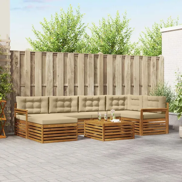 Ensemble de canapés d'extérieur 7 pcs Naturel et Beige