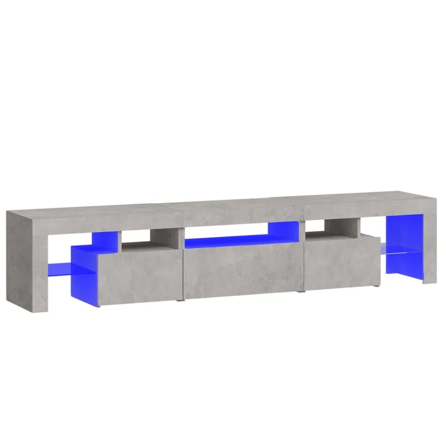 Meuble TV avec lumières LED Gris béton 200x36,5x40 cm - 2