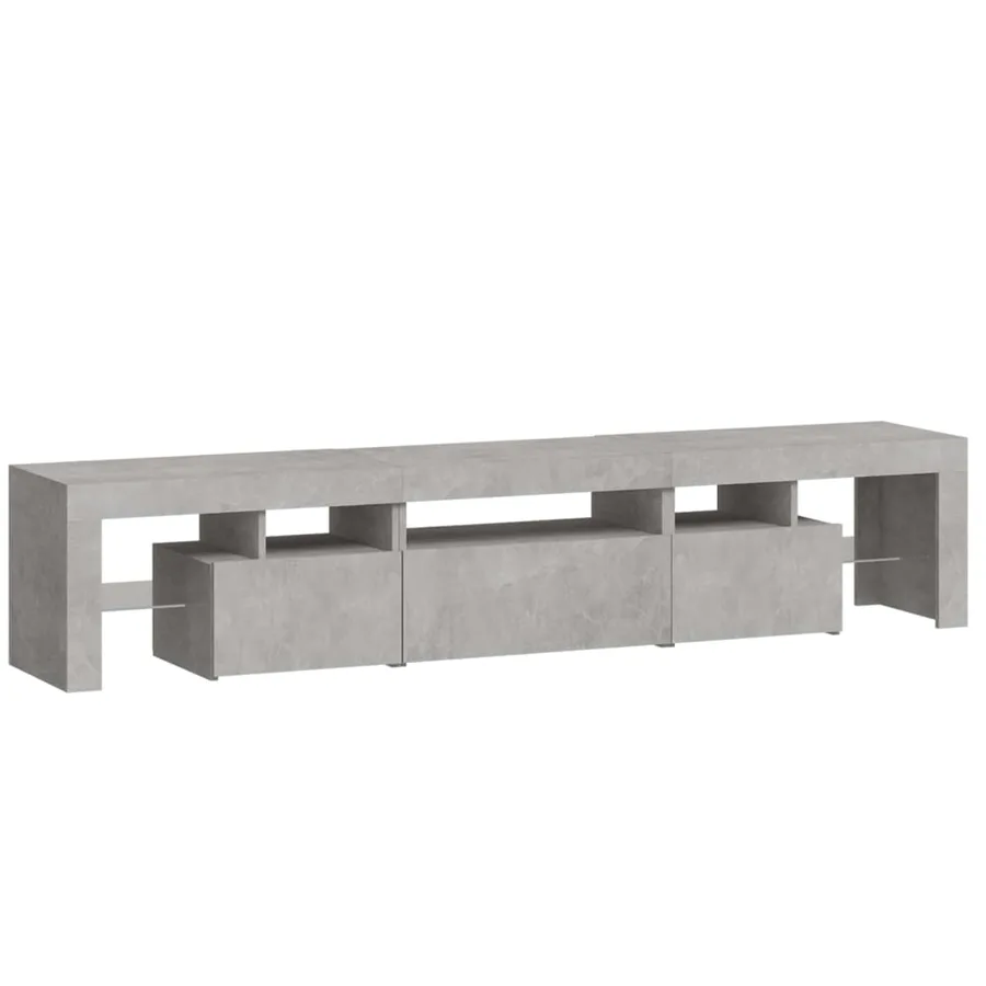 Meuble TV avec lumières LED Gris béton 200x36,5x40 cm - 7