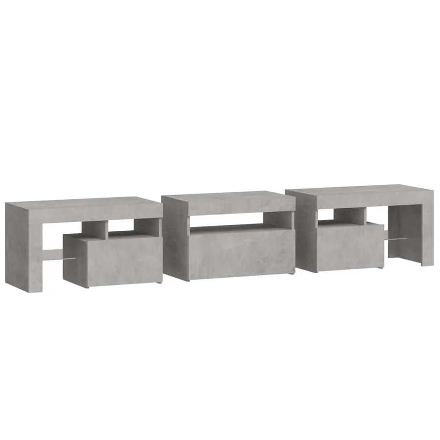 Meuble TV avec lumières LED Gris béton 200x36,5x40 cm - 8
