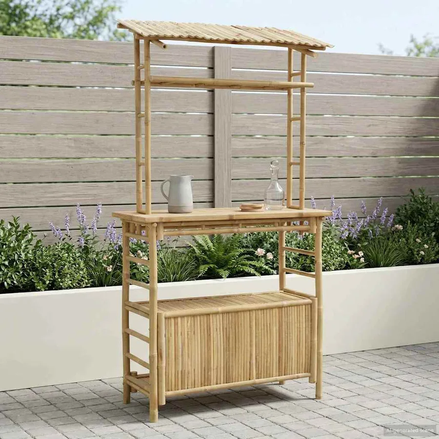 Table de bar extérieure Naturel 110 x 50 x 210 cm Bambou