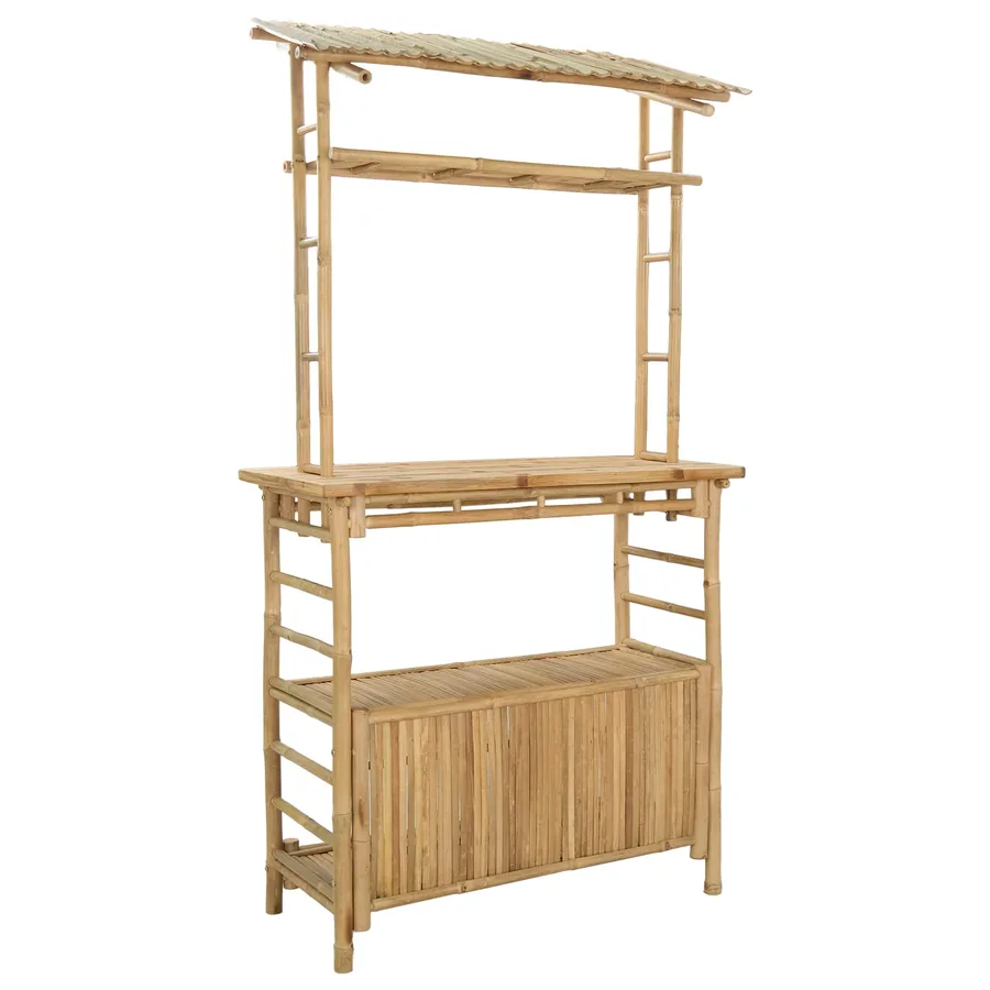 Table de bar extérieure Naturel 110 x 50 x 210 cm Bambou - 2