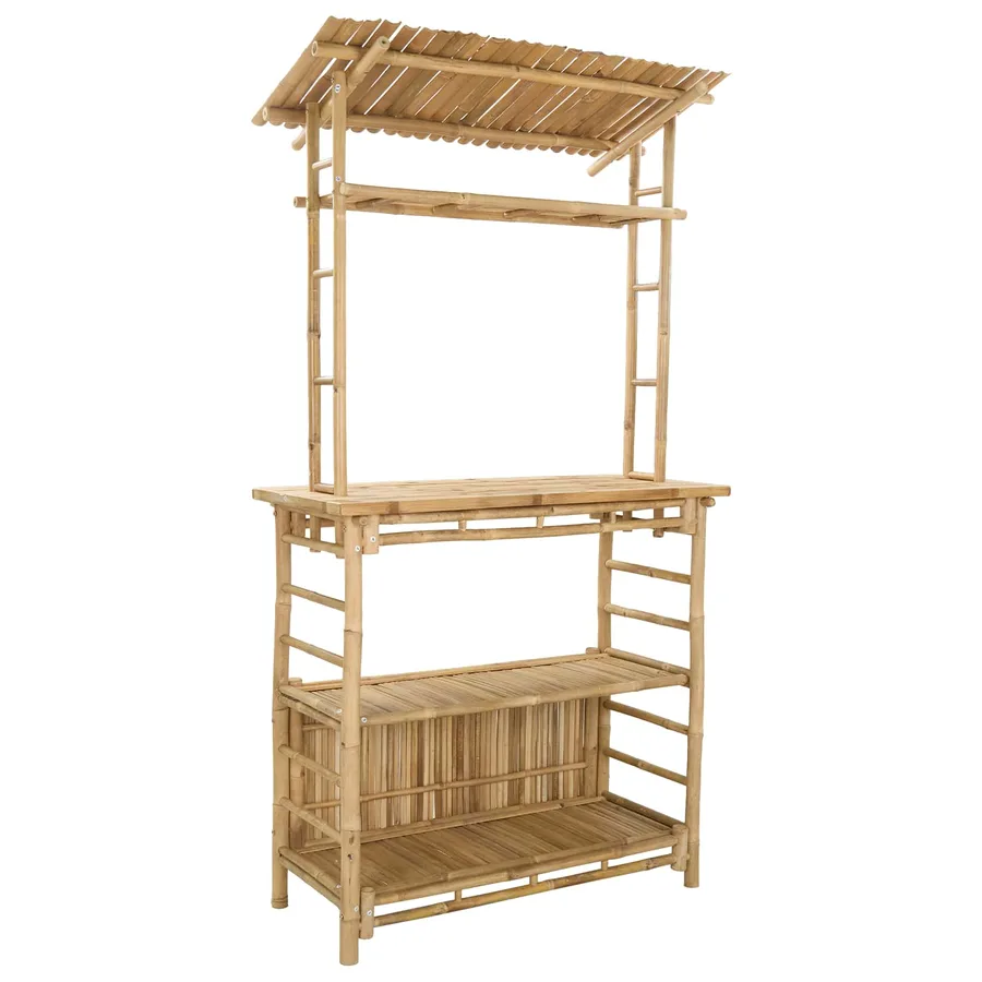 Table de bar extérieure Naturel 110 x 50 x 210 cm Bambou - 5