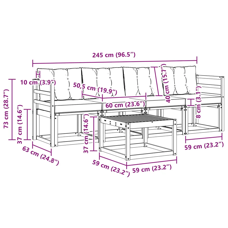 Ensemble de canapés d'extérieur 5 pcs Naturel et Crème - 8
